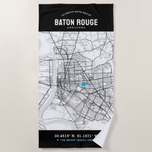 Baton Rouge Stadtkarte + Ihre benutzerdefinierte P Strandtuch