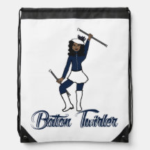 Baton Twirler Drawstring Bag Navy Feather