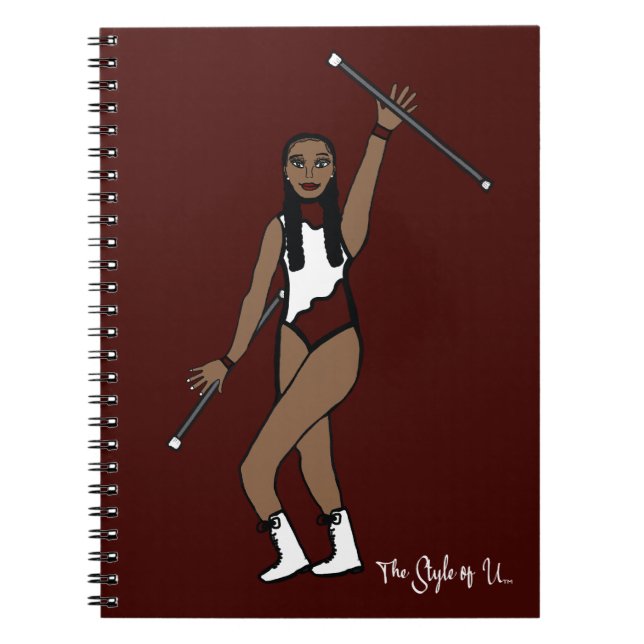 Baton Twirler White Burgundy Akzent B Notizblock (Vorderseite)