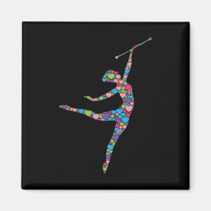 Baton Twirling Girl - Silhouette Dancing Twirler m Magnet