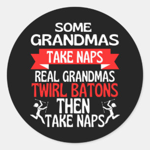 Baton Twirling Grandma Retro Twirler Athlete Runder Aufkleber
