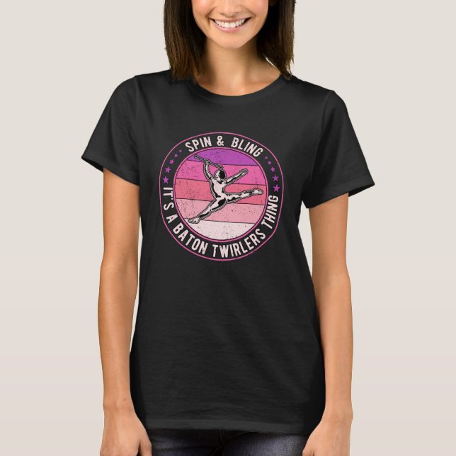 Baton Twirling Majorette Spin & Bling T-Shirt (Vorderseite)
