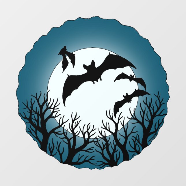 Bats and Trees Against the Moon Fensteraufkleber (Blatt)