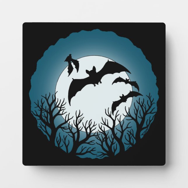 Bats and Trees Against the Moon Fotoplatte (Vorderseite)