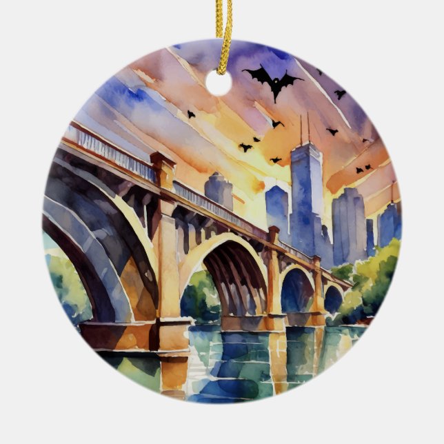 Bats Congress Avenue Bridge Austin Keramik Ornament (Vorne)
