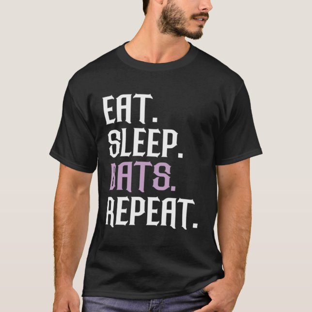 Bats Eat Sleep Bat  Animal Bat T-Shirt (Vorderseite)