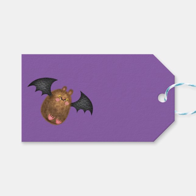 Bats mignonettes cousues étiquette cadeau (Devant (Horizontal))