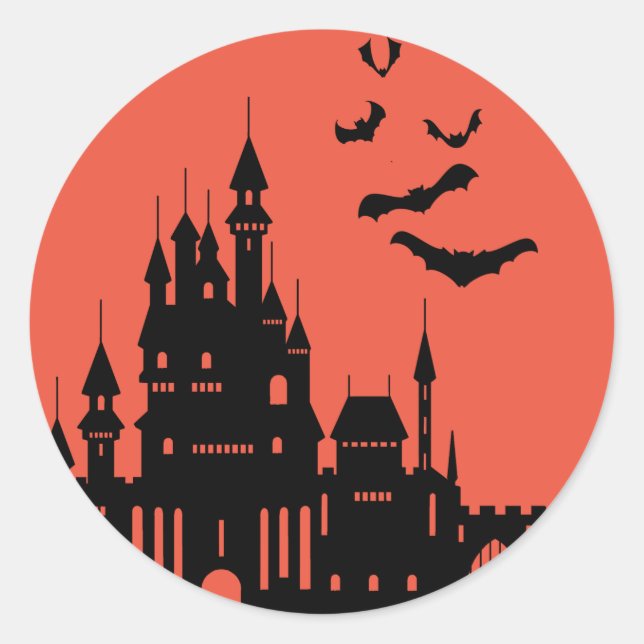 Bats und Burg Schwarz und Orange Runder Aufkleber (Vorderseite)