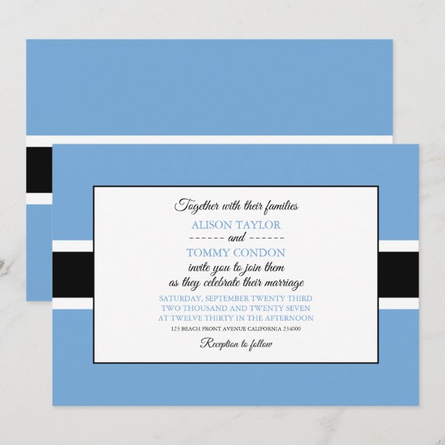 Batswanaflagge, Flagge von Botswana Hochzeit Einladung (Vorne/Hinten)