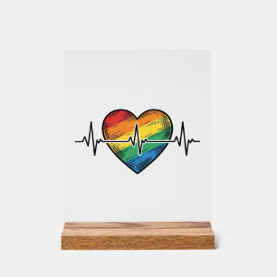 Battement de coeur arc-en-ciel Gravure vintage Des