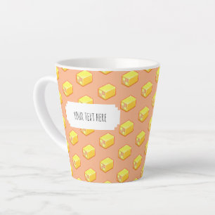 Battenberg-Kuchen Rosa & Gelb Pixel-Art-Muster Milchtasse