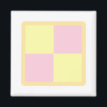 Battenburg Cake. Rosa und Gelb. Magnet<br><div class="desc">Das Design dieses Gegenstands zeichnet sich durch einen gelben und hellrosa Battenburg-Kuchen mit Marzipan-Beschichtung aus.</div>