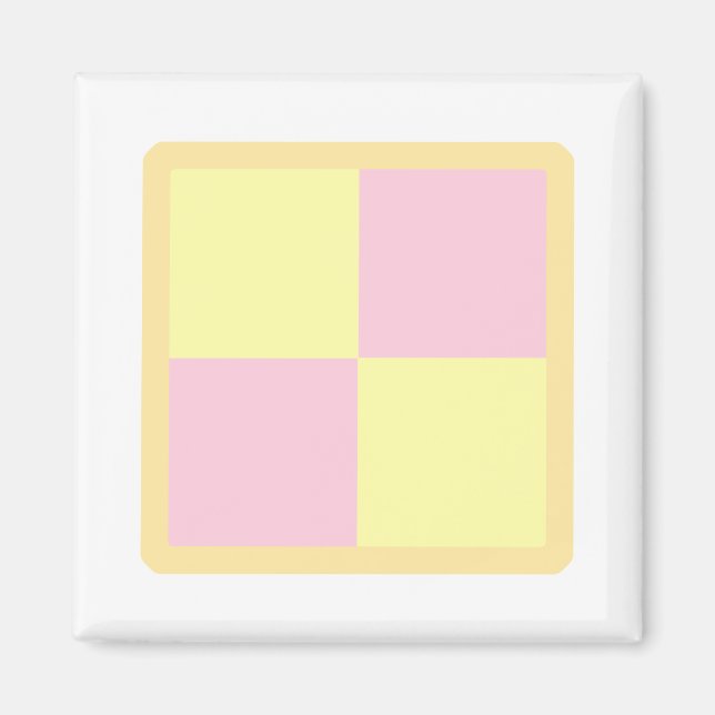 Battenburg Cake. Rosa und Gelb. Magnet (Vorne)