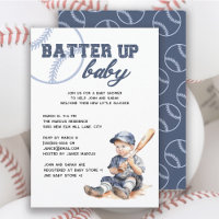 Batter Up Blue White Baseball Baby Dusche