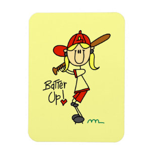 Batter Up Mädchen Baseball T-Shirts und Geschenke Magnet