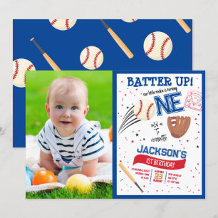 Batter Up Rookie Niedlich Baseball Foto 1. Geburts Einladung