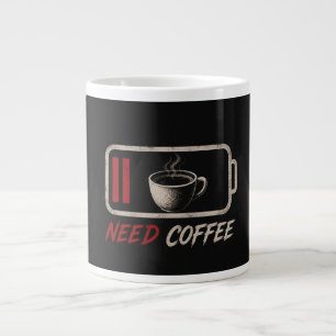 Batterie schwach, Kaffee benötigt – Jumbo-Tasse