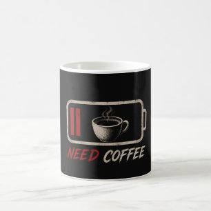 Batterie schwach, Kaffee benötigt – Kaffeetasse
