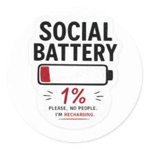 Batterie Sociale Faible Autocollant Drôle pour Int