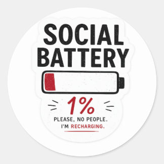 Batterie Sociale Faible Autocollant Drôle pour Int
