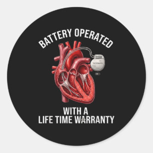 Batteriebetrieben mit lebenslanger Garantie  Runder Aufkleber