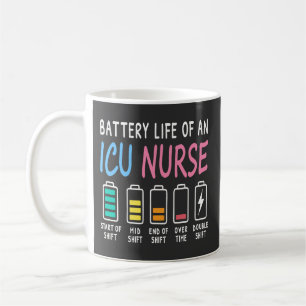 Batterielebensdauer eines Humorcharts einer ICU-Kr Kaffeetasse