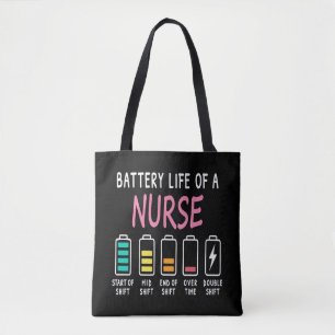 Batterielebensdauer eines Krankenschwester-Humor-D Tasche
