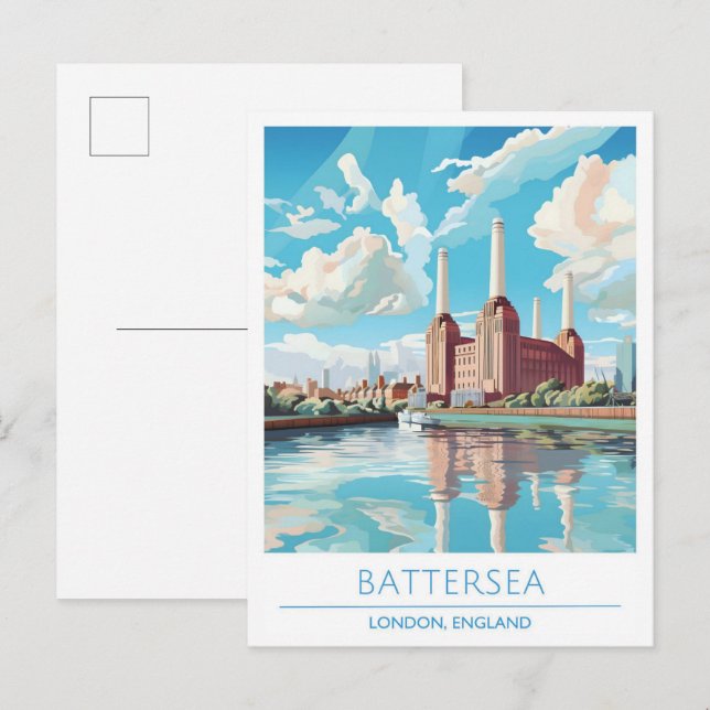 Battersea London England Vintage Travel Postkarte (Vorne/Hinten)