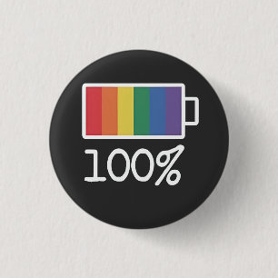 Battery 100% Gay Funny LGBT Pride Monat Gleichheit Button