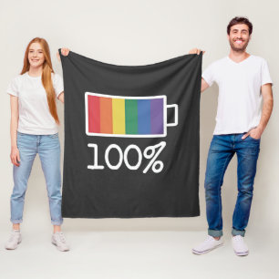 Battery 100% Gay Funny LGBT Pride Monat Gleichheit Fleecedecke