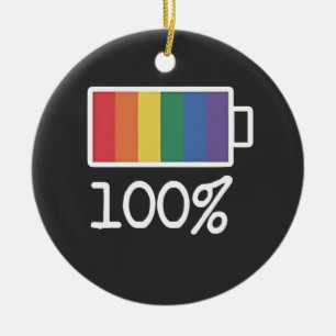 Battery 100% Gay Funny LGBT Pride Monat Gleichheit Keramik Ornament