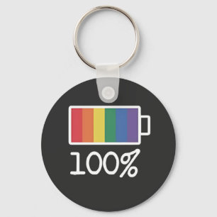 Battery 100% Gay Funny LGBT Pride Monat Gleichheit Schlüsselanhänger