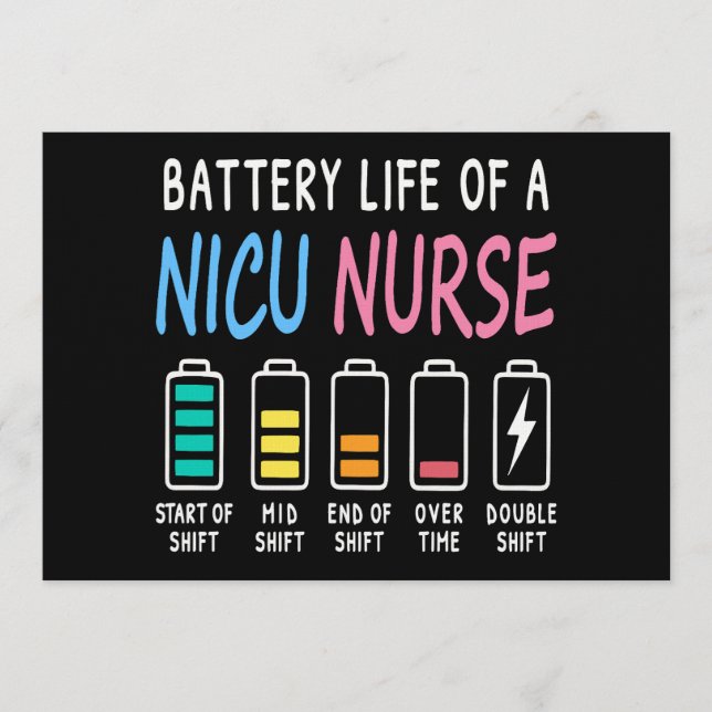 Battery life of a NICU nurse humor level Einladung (Vorderseite)