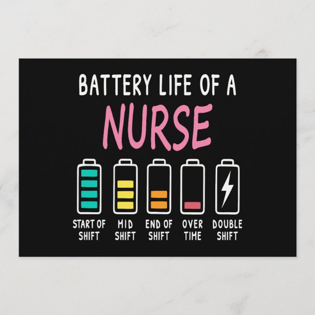 Battery life of a nurse humor chart einladung (Vorderseite)