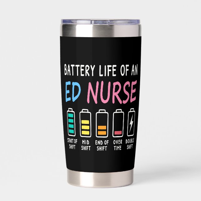 Battery life of an ED nurse levels humor Thermobecher (Rückseite)