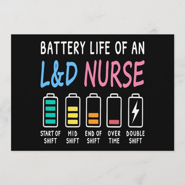 Battery life of an L&D nurse humor chart Einladung (Vorderseite)