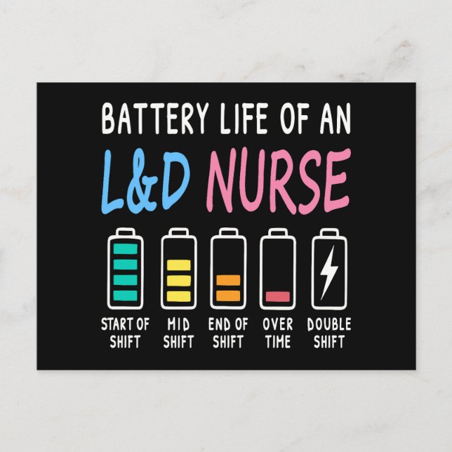Battery life of an L&D nurse humor chart Postkarte (Vorderseite)