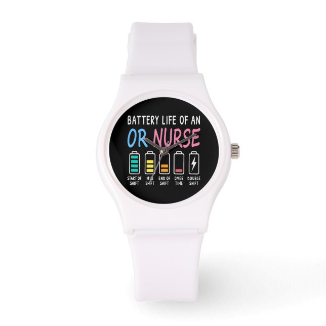 Battery life of an OR nurse humor chart Armbanduhr (Vorderseite)