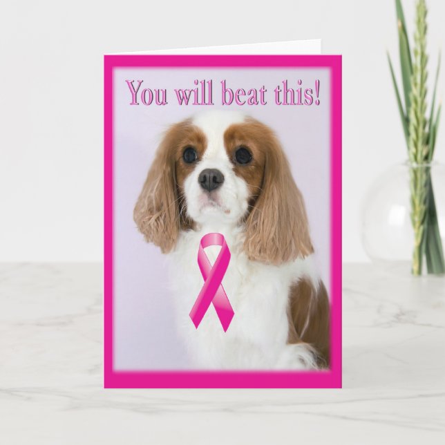 Battez Cette Cancer Du Sein Ruban Carte Spaniel (Devant)