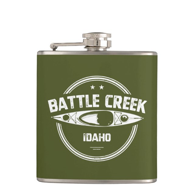 Battle Creek Wild und Landschaftlicher Fluss Idaho Flachmann (Vorderseite)