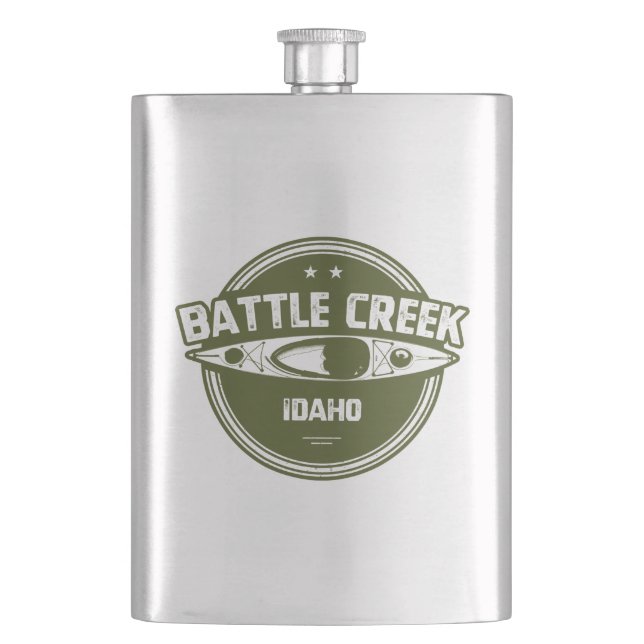 Battle Creek Wild und Landschaftlicher Fluss Idaho Flachmann (Vorderseite)