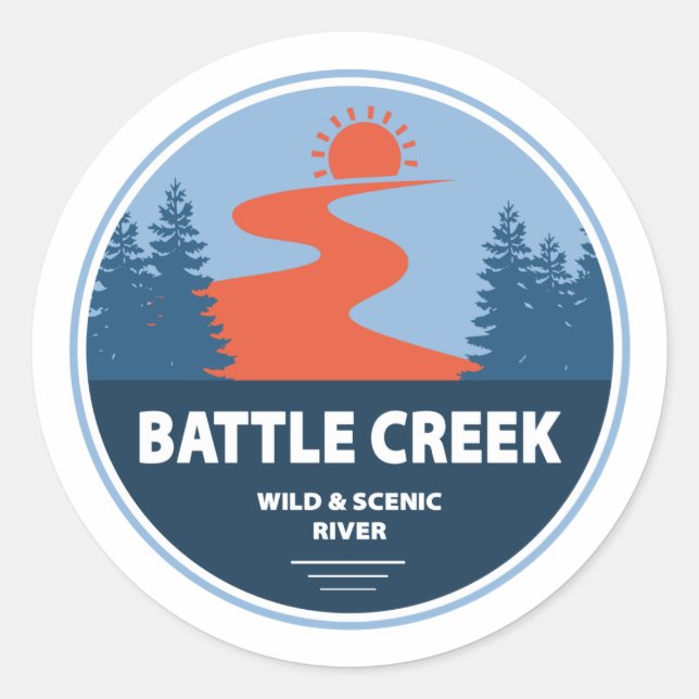 Battle Creek Wild und Landschaftlicher Fluss Idaho Runder Aufkleber (Vorderseite)
