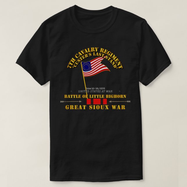 Battle Little Bighorn 7th Cav Indian Wars w Guidon T-Shirt (Design vorne)