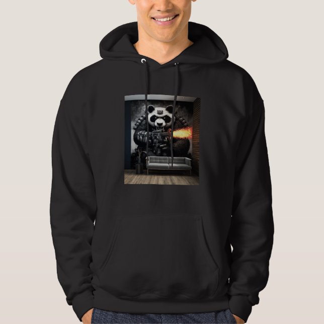 Battle Panda Firing Machine Gun Wall Mural Room wi Hoodie (Vorderseite)