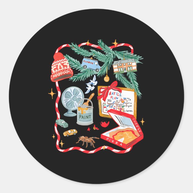 Battle Plan Funny Christmas Home Kids Hand Dawn Al Runder Aufkleber (Vorderseite)