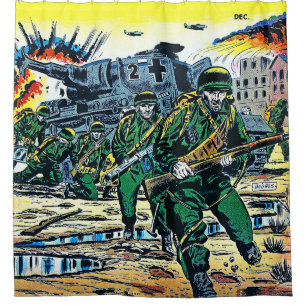 Battle Squadron Hubschrauber Krieg Vintagen Comice Duschvorhang