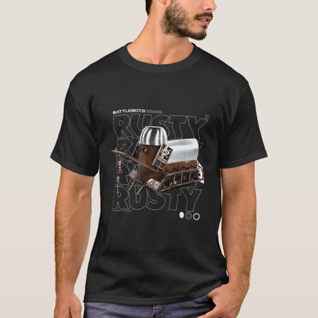 Battlebots Rusty Robot Text Stack T-Shirt (Vorderseite)