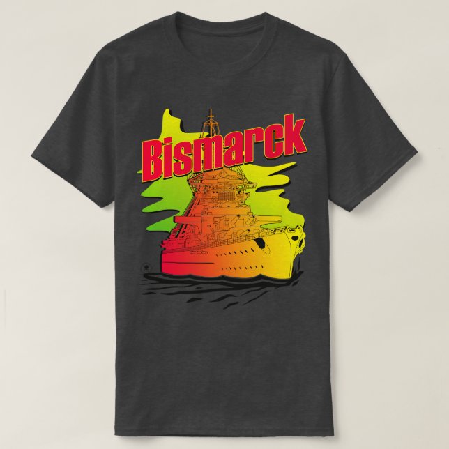 Battleship Bismarck Synthwave-Stil T-Shirt (Design vorne)