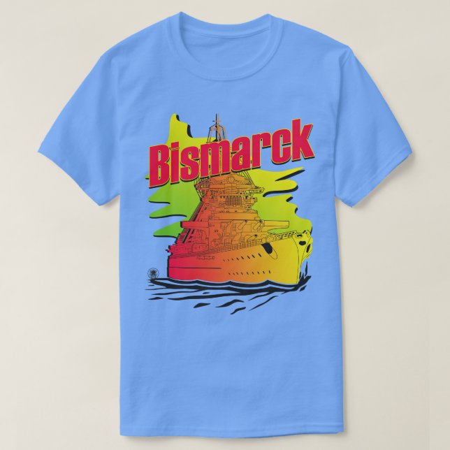 Battleship Bismarck Synthwave-Stil T-Shirt (Design vorne)