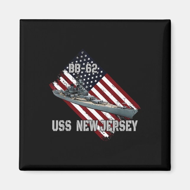 Battleship Uss New Jersey Bb-62 &amp; Kampfwarsch Magnet (Vorne)